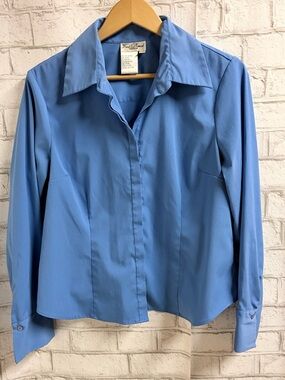 Fred David Baby Blue Button-Front Blouse